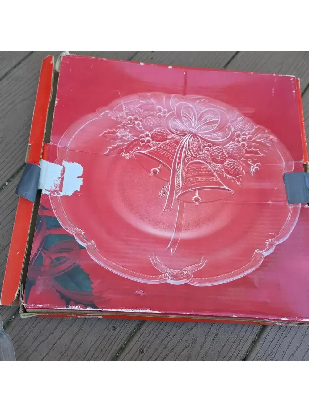 #vintage Holiday Bells Hostess Platter 14 3/4